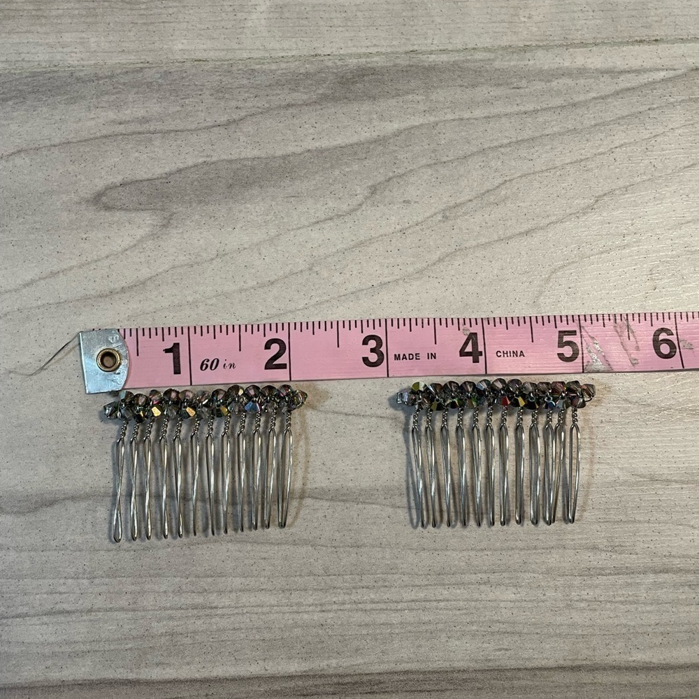 Set Of 2 Silver Rhinestone Crystal Hair Combs, Headpiece, Wedding Accessories - Picture 6 of 6